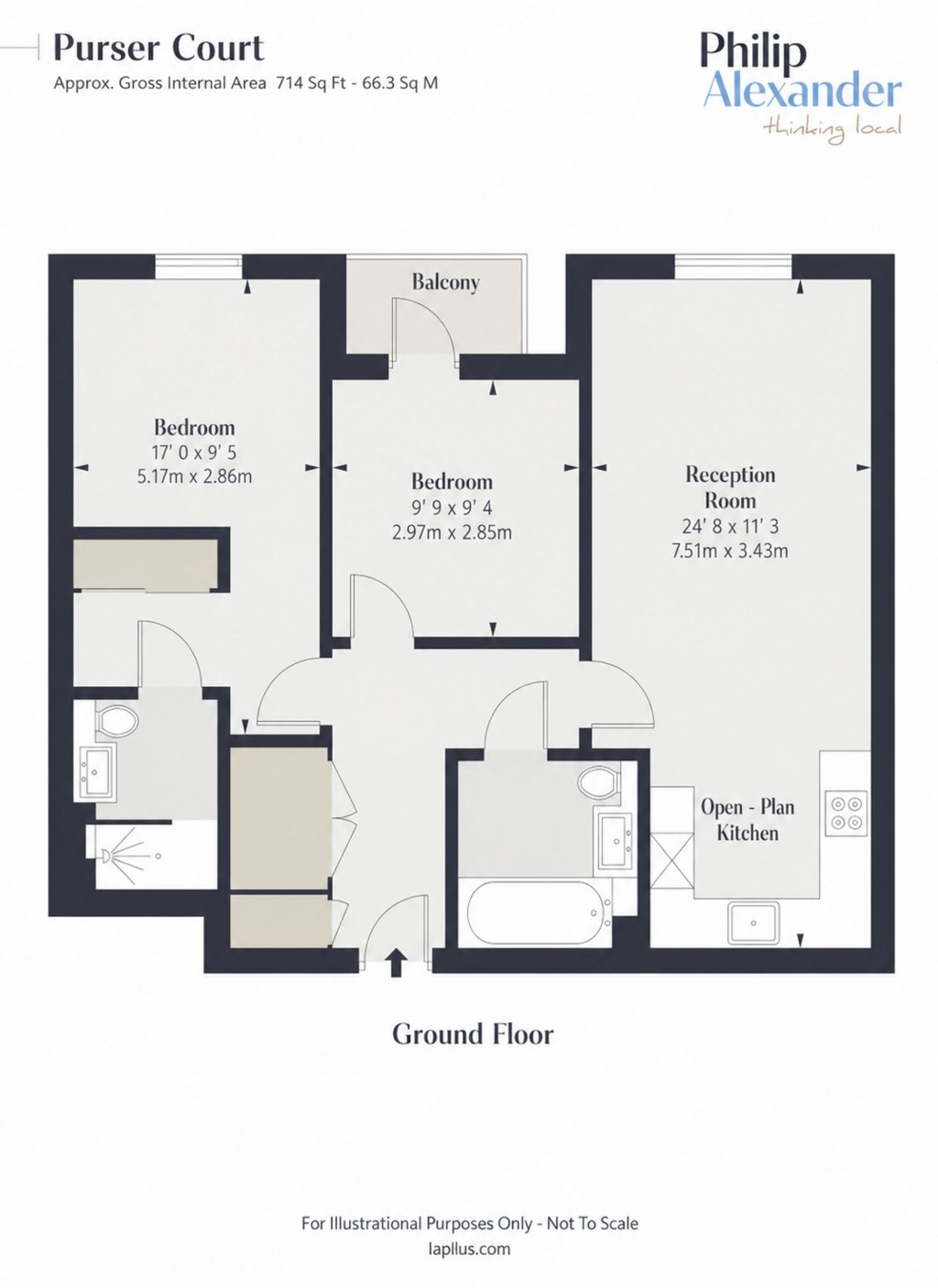 Floorplan for Purser Court, Smithfield Square, Hornsey, N8