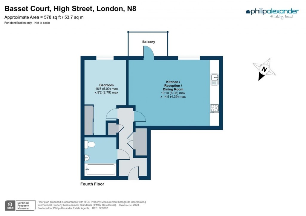 Floorplan for Basset Court, Smithfield Square, Hornsey, N8