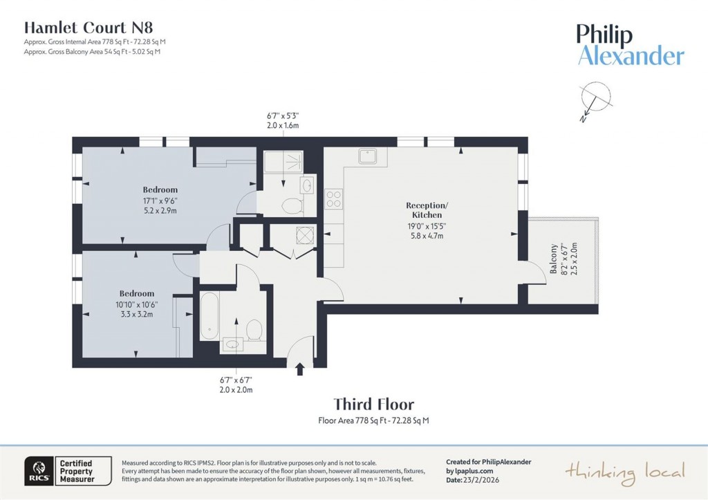 Floorplan for Hamlet Court, Smithfield Square, Hornsey, N8