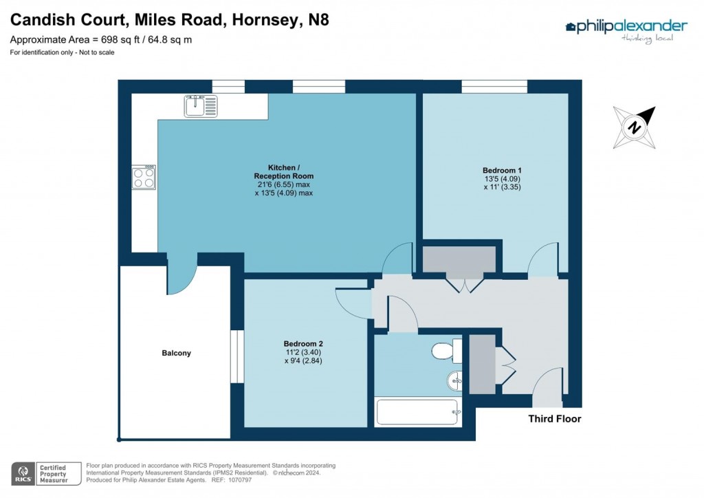 Floorplan for Candish Court, Miles Road, Hornsey, N8