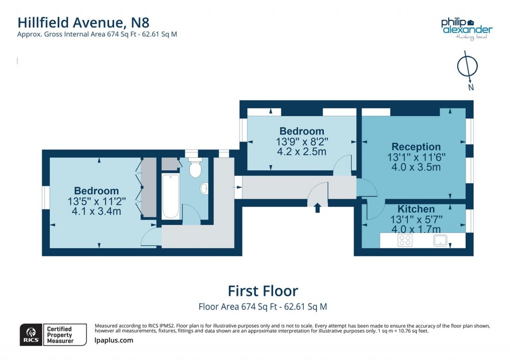Floorplan for Hillfield Avenue, Hornsey, N8