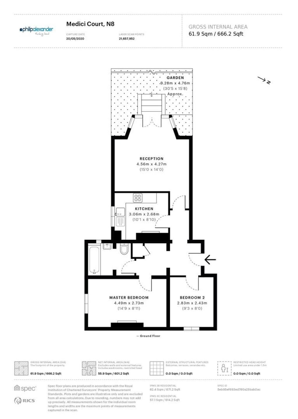 Floorplan for Medici Court, Hillfield Avenue, Crouch End N8