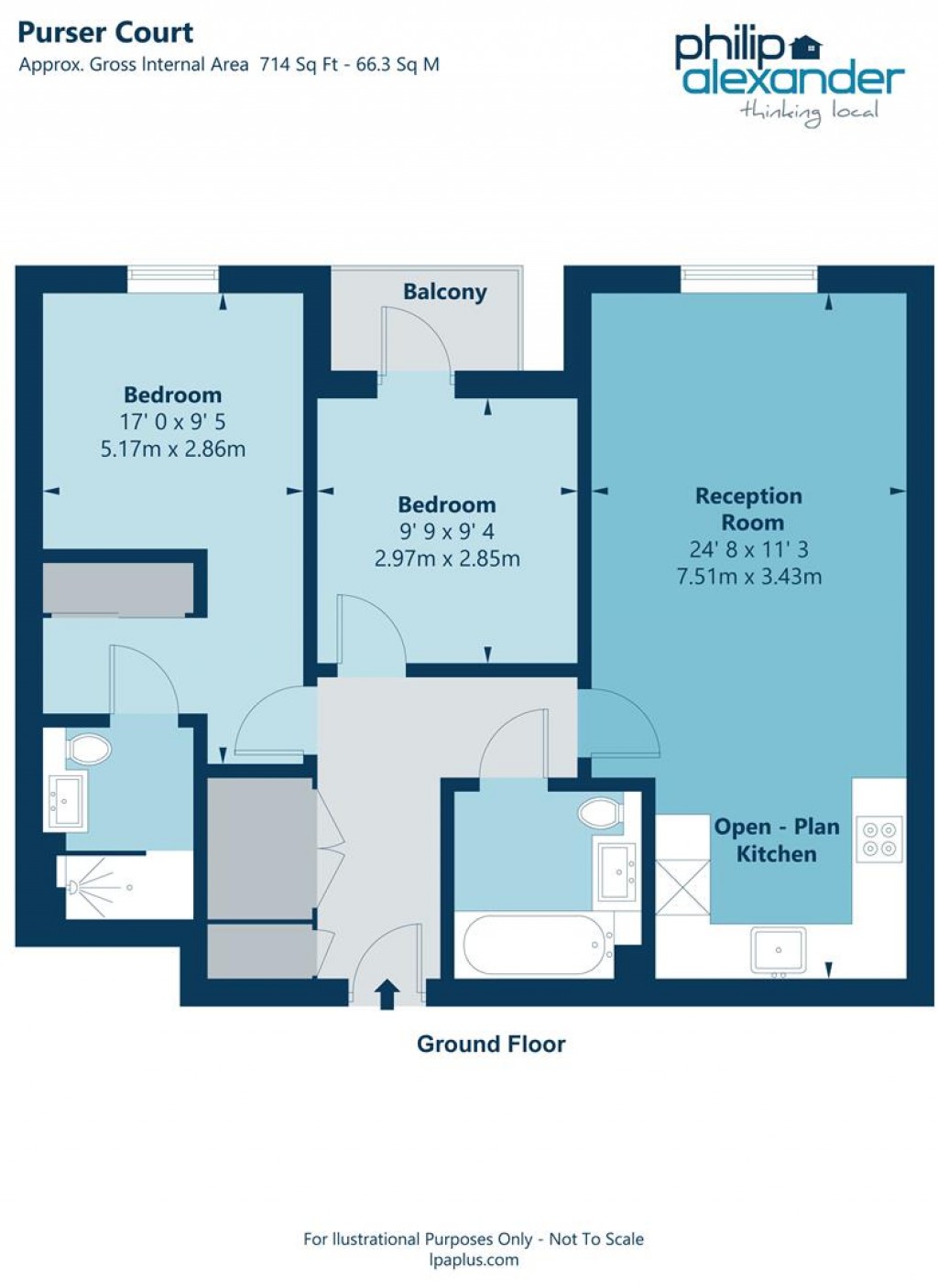 Floorplan for Purser Court, Smithfield Square, Hornsey, N8