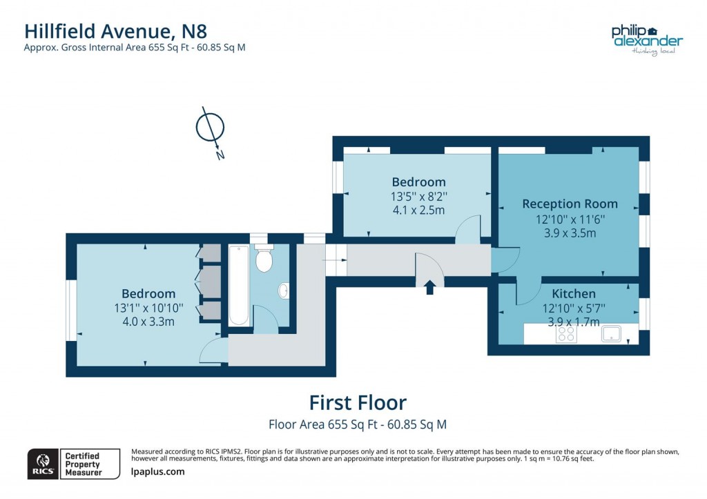 Floorplan for Hillfield Avenue, Hornsey, N8