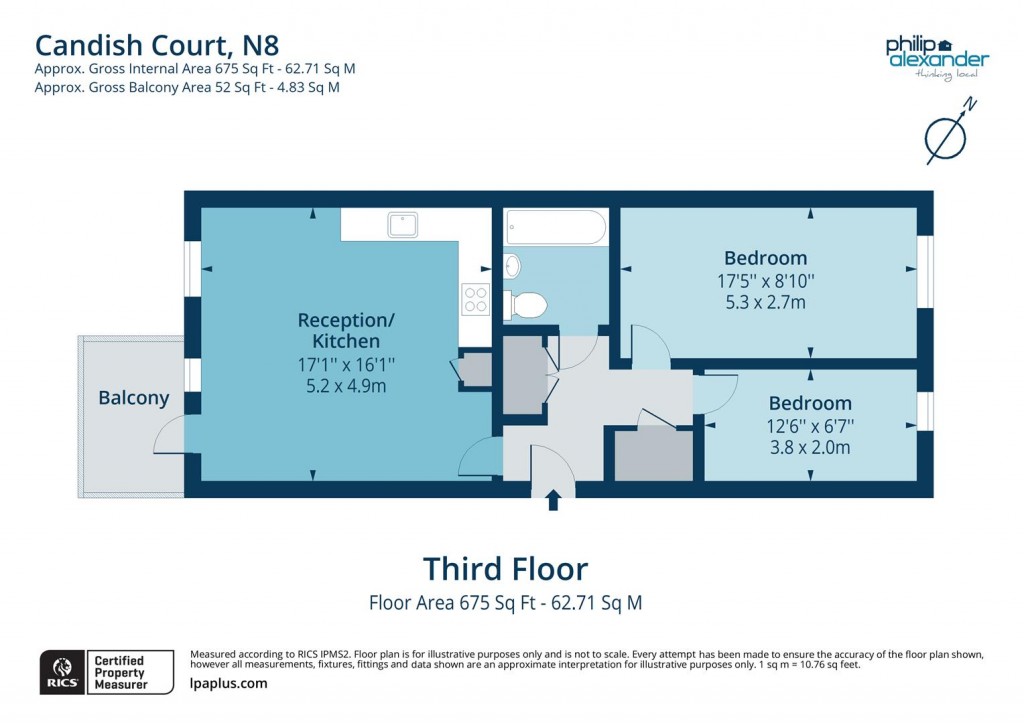 Floorplan for Candish Court, Miles Road, London