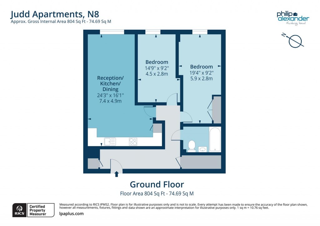 Floorplan for New River Village, Judd Apartments, Hornsey, n8