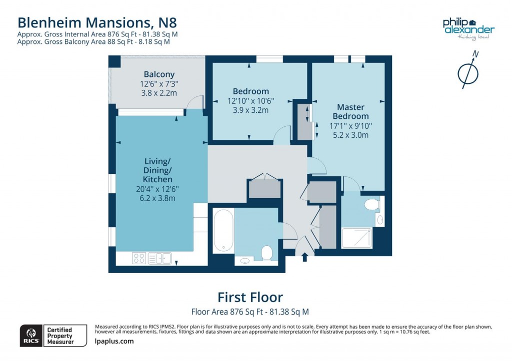 Floorplan for Blenheim Mansions, Alexandra Gate, Hornsey, N8
