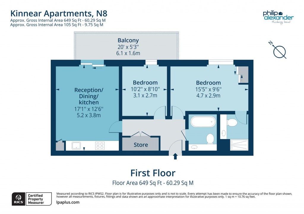 Floorplan for Kinnear Apartments, New River Village, Hornsey, N8
