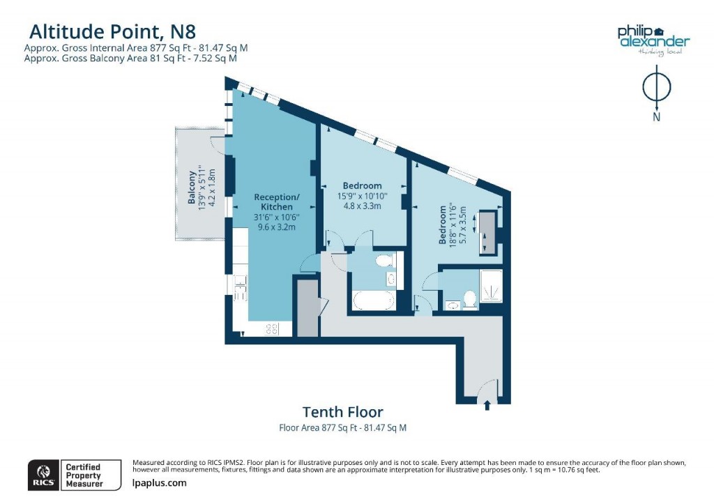 Floorplan for Altitude Point, Hampden Road, Hornsey, N8