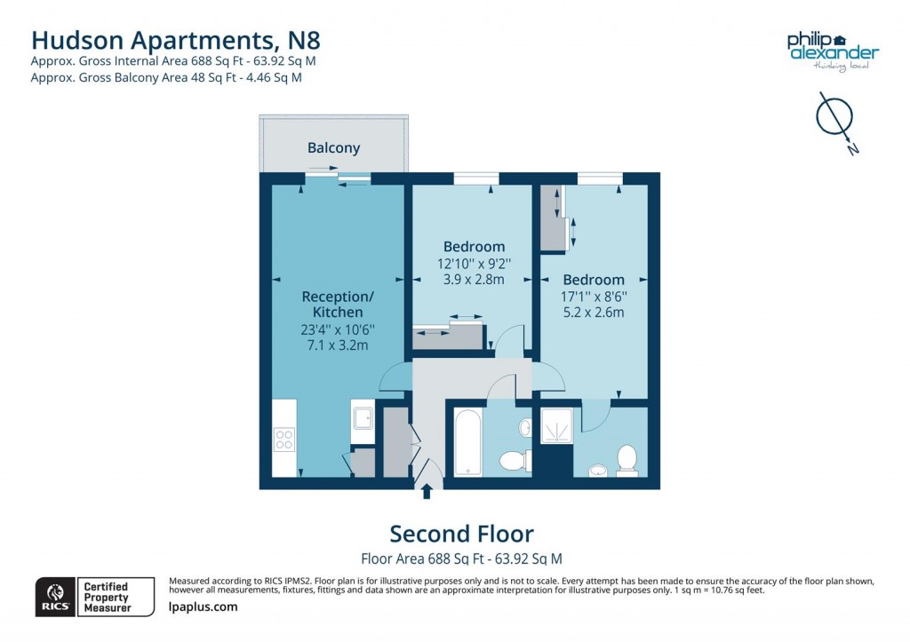 Floorplan for Hudson Apartments, New River Village, Hornsey, N8