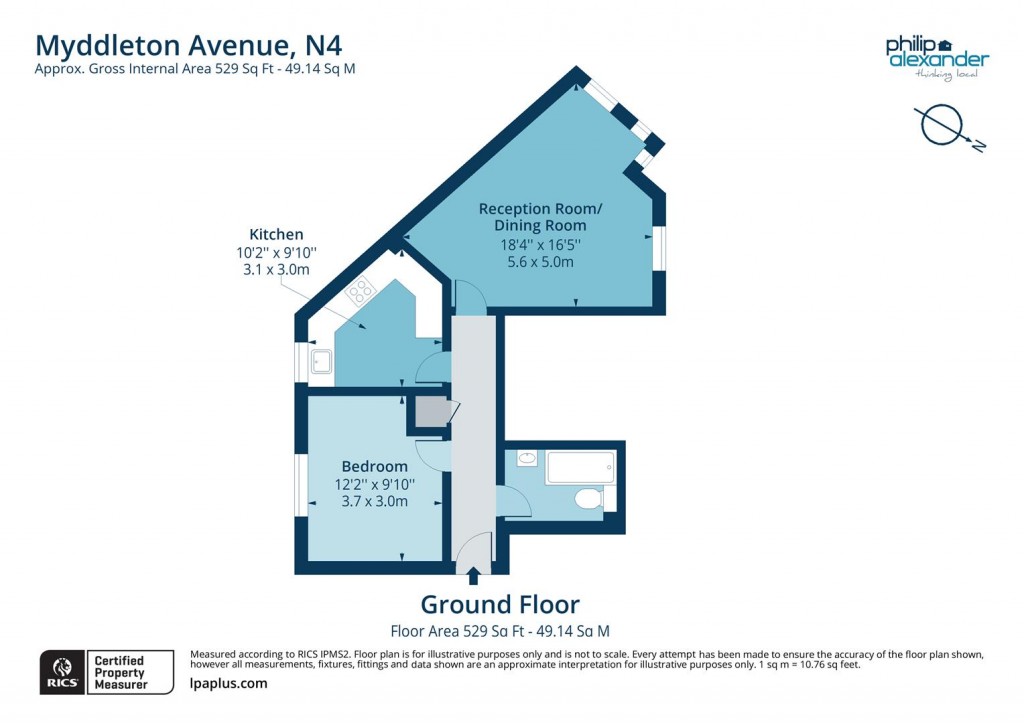 Floorplan for Myddleton Avenue, Manor House, N4