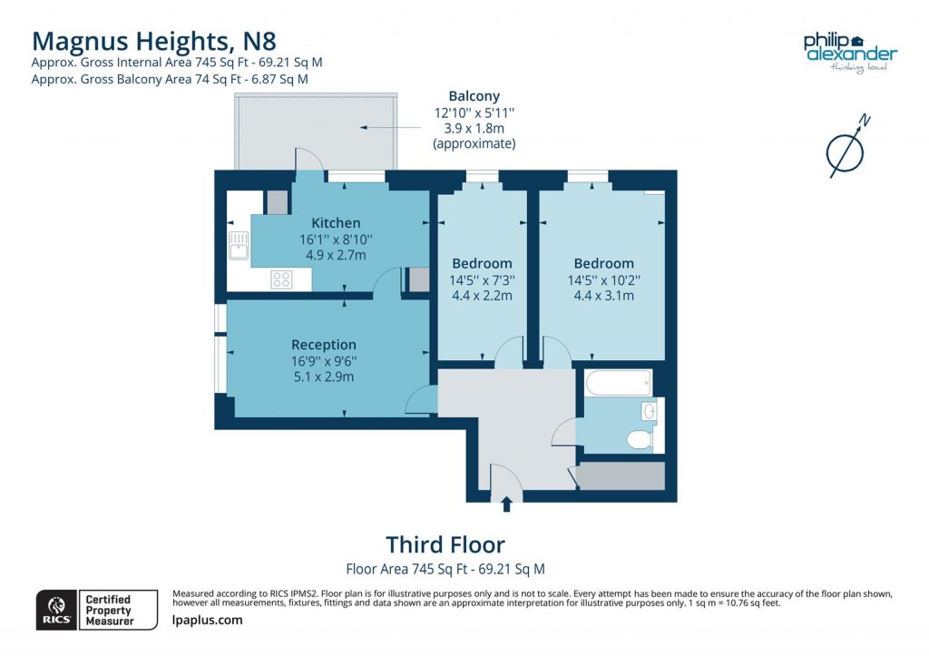 Floorplan for Magnus Heights, Hampden Road, Hornsey, N8