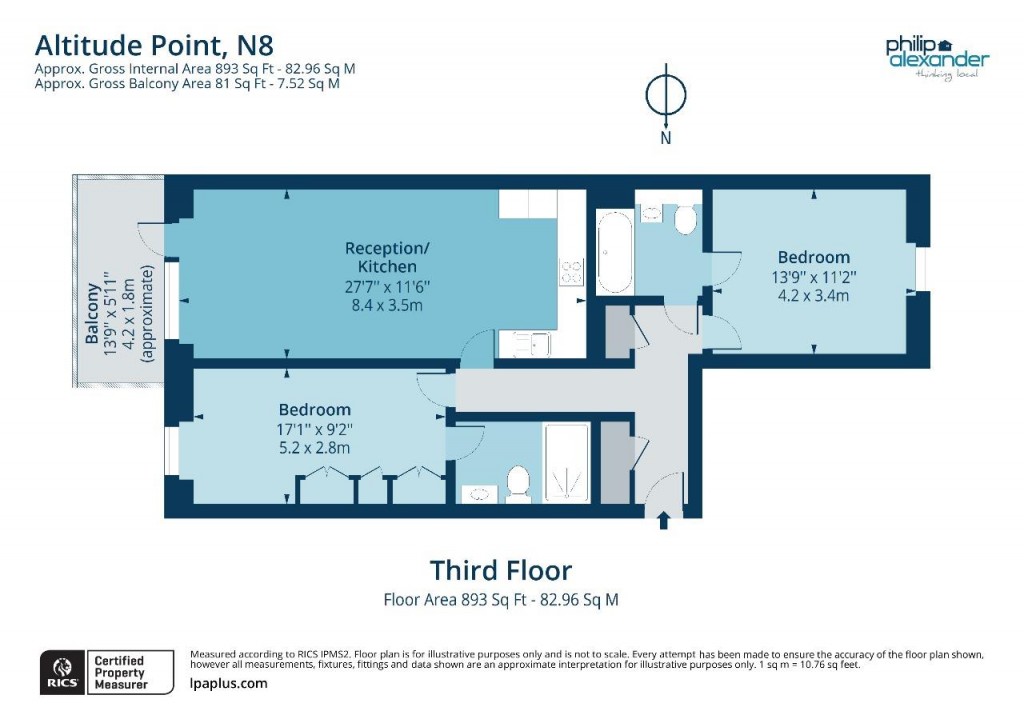 Floorplan for Altitude Point, Hampden Road, Hornsey, N8