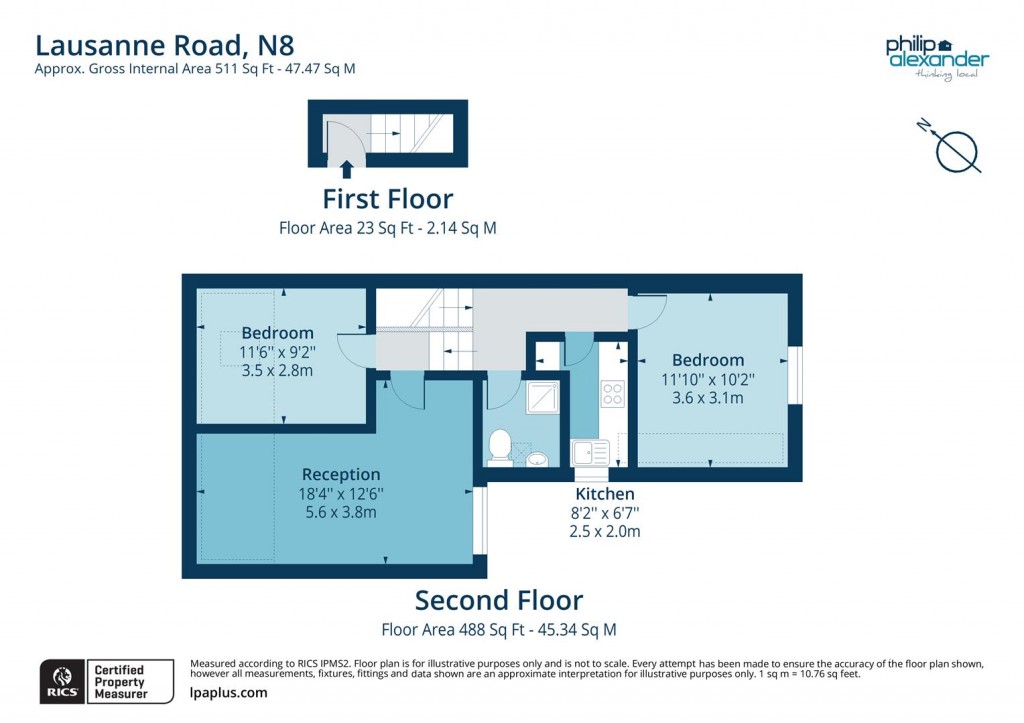 Floorplan for Lausanne Road, Crouch End