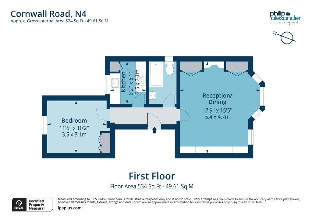 Floorplan for Cornwell Road, London