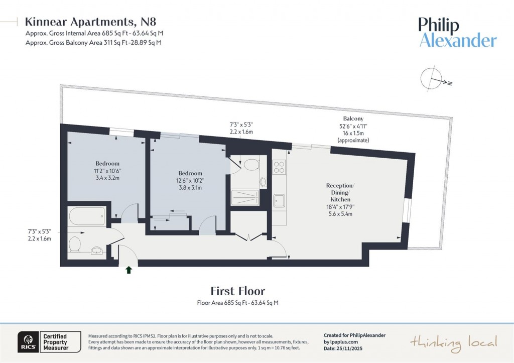 Floorplan for Kinnear Apartments, New River Village, Hornsey, N8