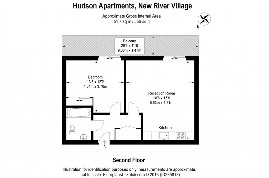 Floorplan for Hudson Apartments, New River Village, Hornsey, N8