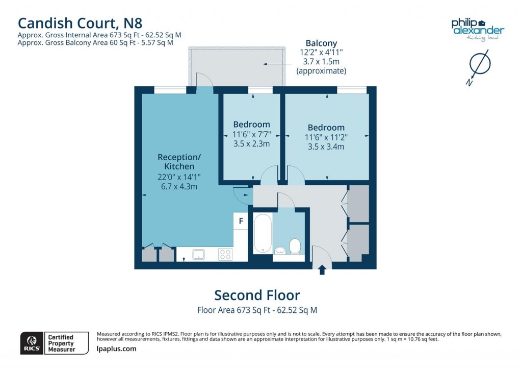 Floorplan for Candish Court, Miles Road, Hornsey, N8