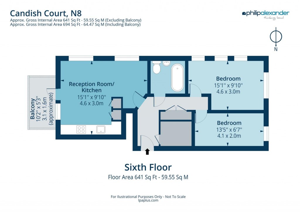 Floorplan for Candish Court, Miles Road, Hornsey, N8