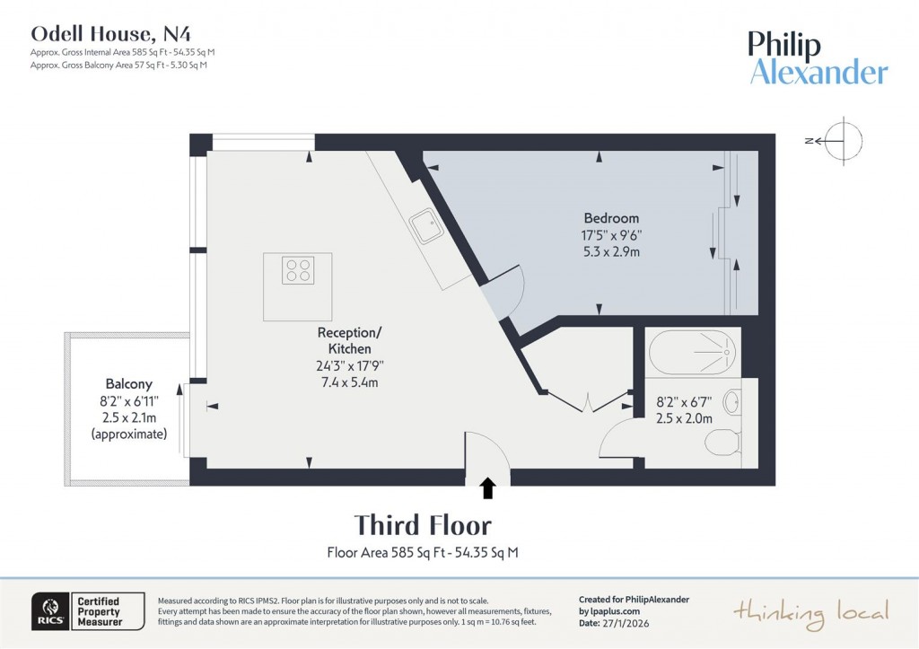 Floorplan for Odell House, Woodberry Downs, Finsbury Park, N4