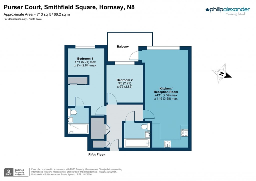 Floorplan for Purser Court, Smithfield Square, Hornsey, N8
