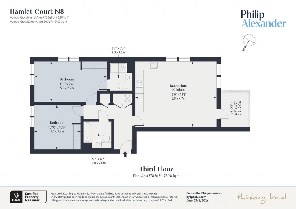 Floorplan for Hamlet Court, Smithfield Square, Honsey, N8