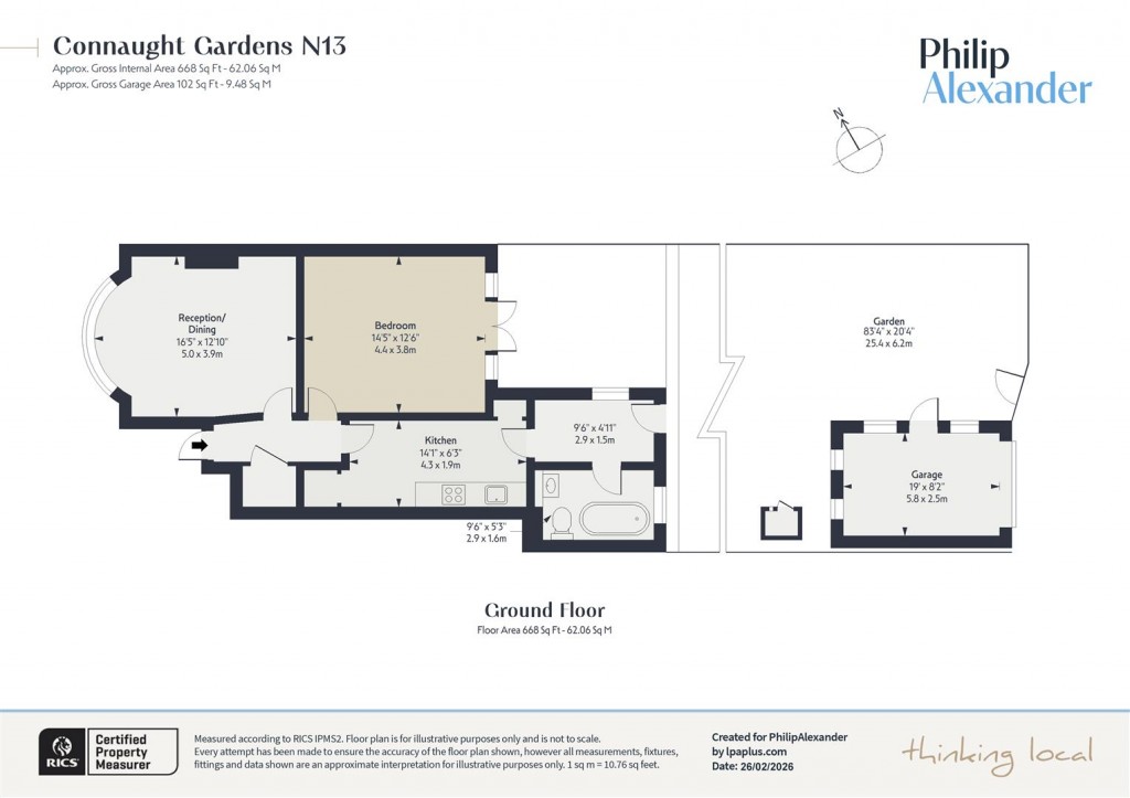 Floorplan for Connaught Gardens, Palmers Green, N13