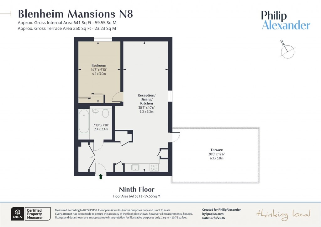 Floorplan for Blenheim Mansions, Alexandra Gate, Hornsey, N8