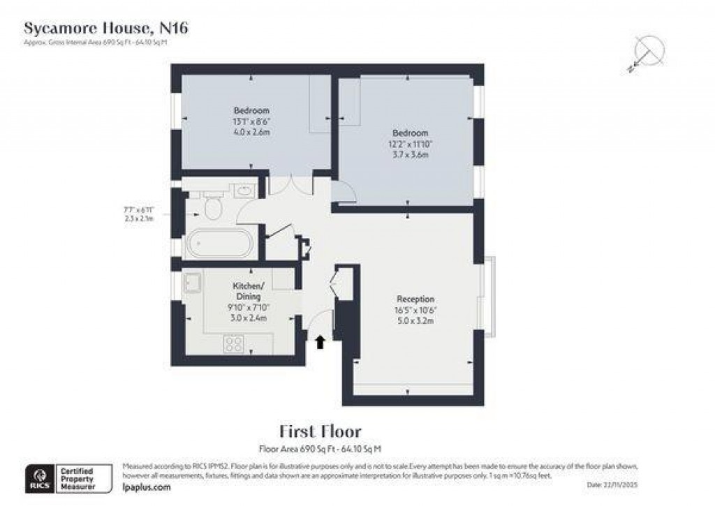 Floorplan for Lordship Grove, Stoke Newington, N16