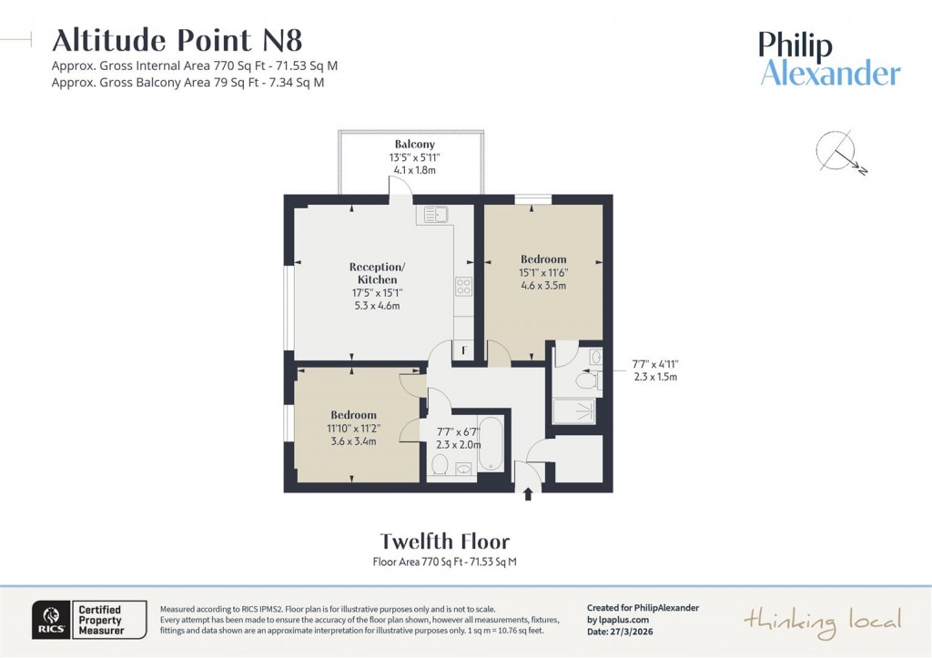 Floorplan for Altitude Point, Hampden Road, Hornsey, N8