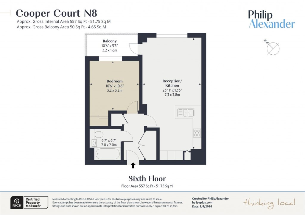 Floorplan for Cooper Court, Smithfield Square, Hornsey, N8