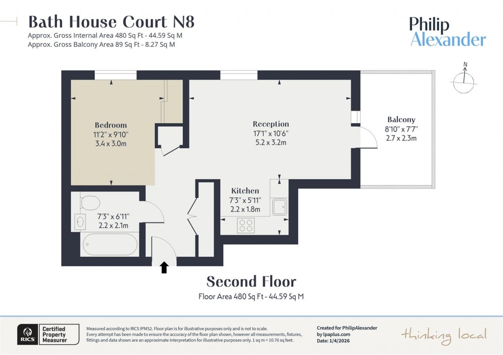 Floorplan for Bath House Court, Smithfield Square, Hornsey, N8