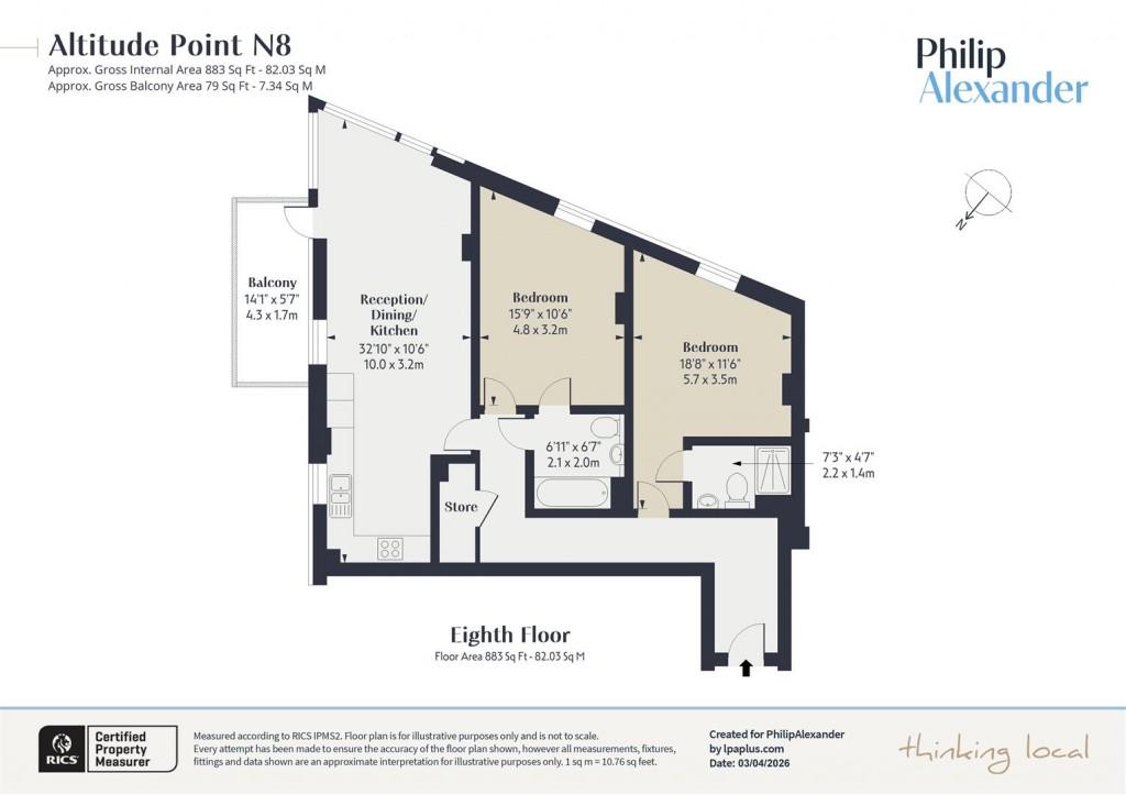 Floorplan for Altitude Point, Hampden Road, Hornsey, N8