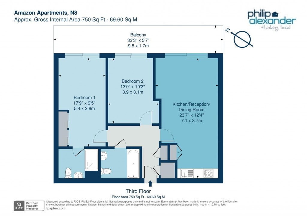 Floorplan for Amazon Apartments, New River Village, Hornsey, N8