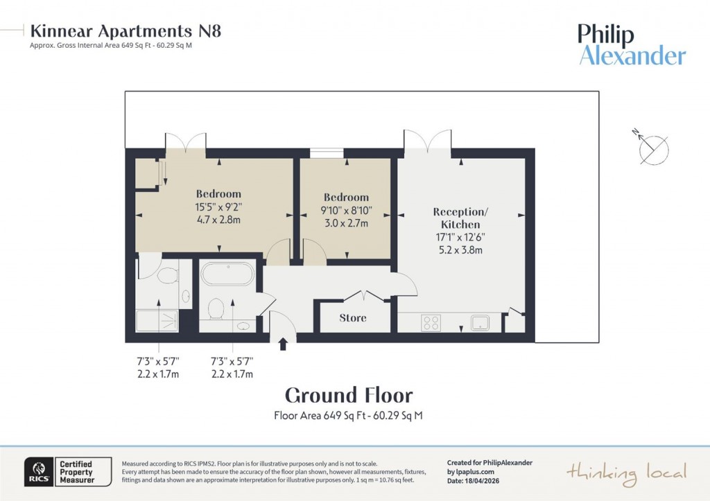 Floorplan for Kinnear Apartments, New River Village, Hornsey, N8