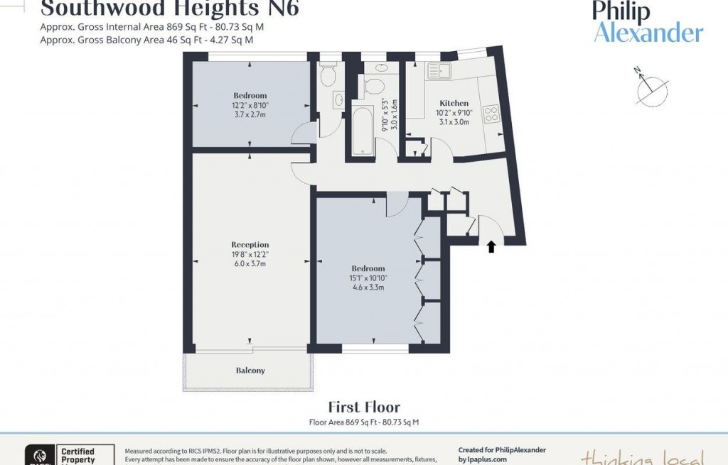Floorplan for Southwood Lawn Road, Highgate, N6