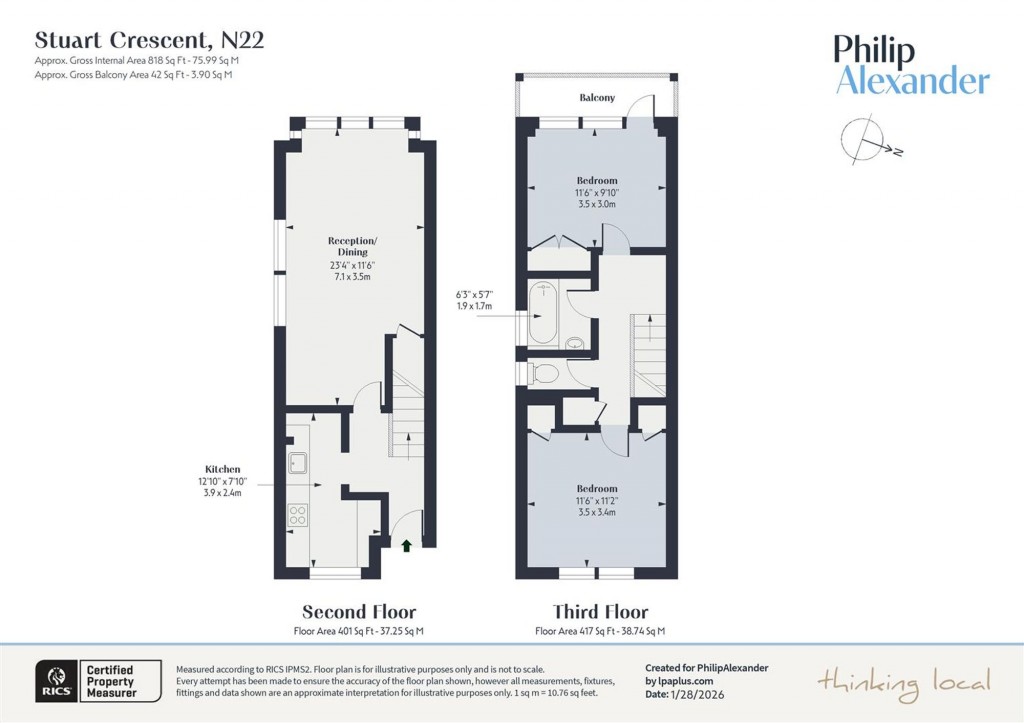 Floorplan for Stuart Crescent, Wood Green, N22
