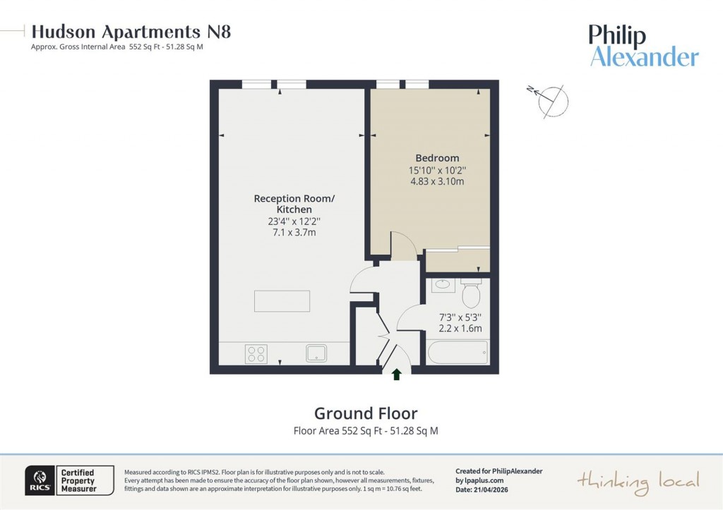 Floorplan for Hudson Apartments, New River Village, Hornsey, N8