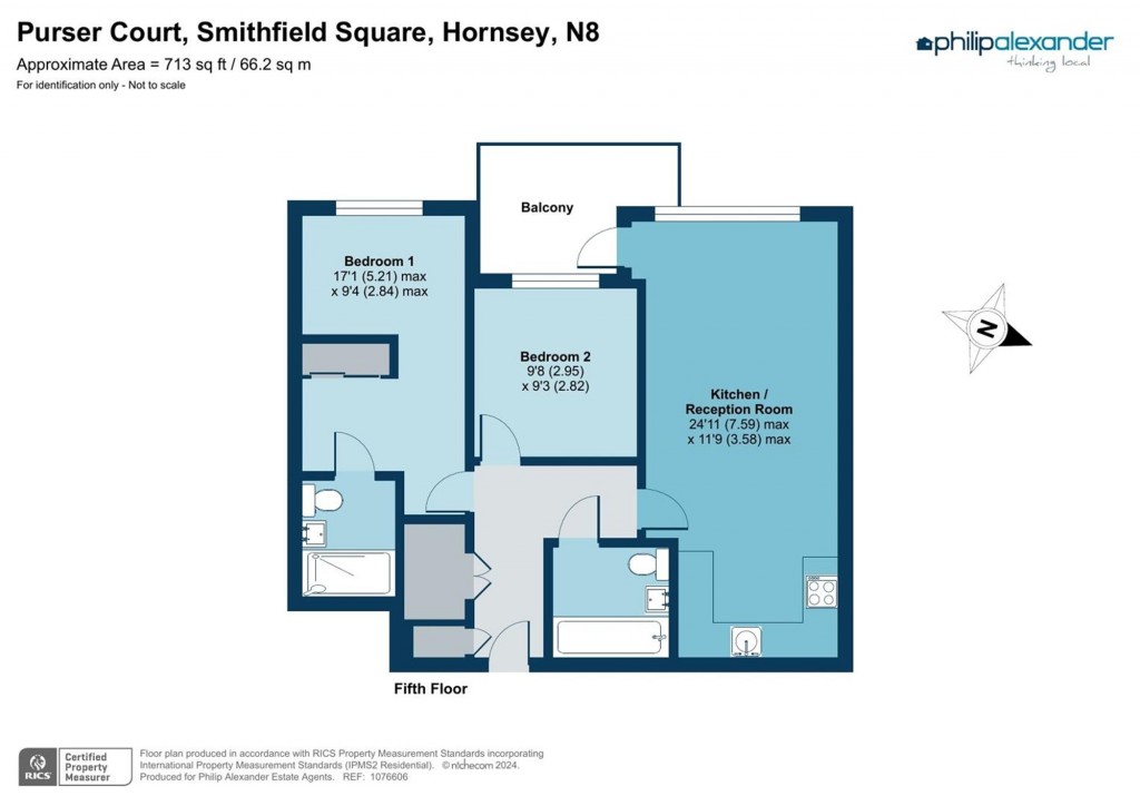 Floorplan for Purser Court, Smithfield Square, Hornsey, N8