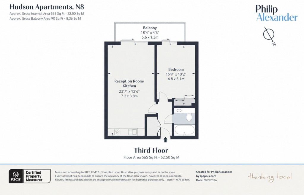 Floorplan for Hudson Apartments, New River Village, Hornsey, N8