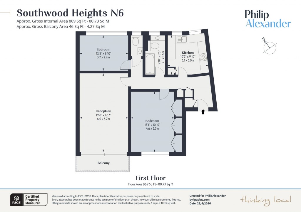 Floorplan for Southwood Heights, Southwood Lawn Road, Highgate, N6
