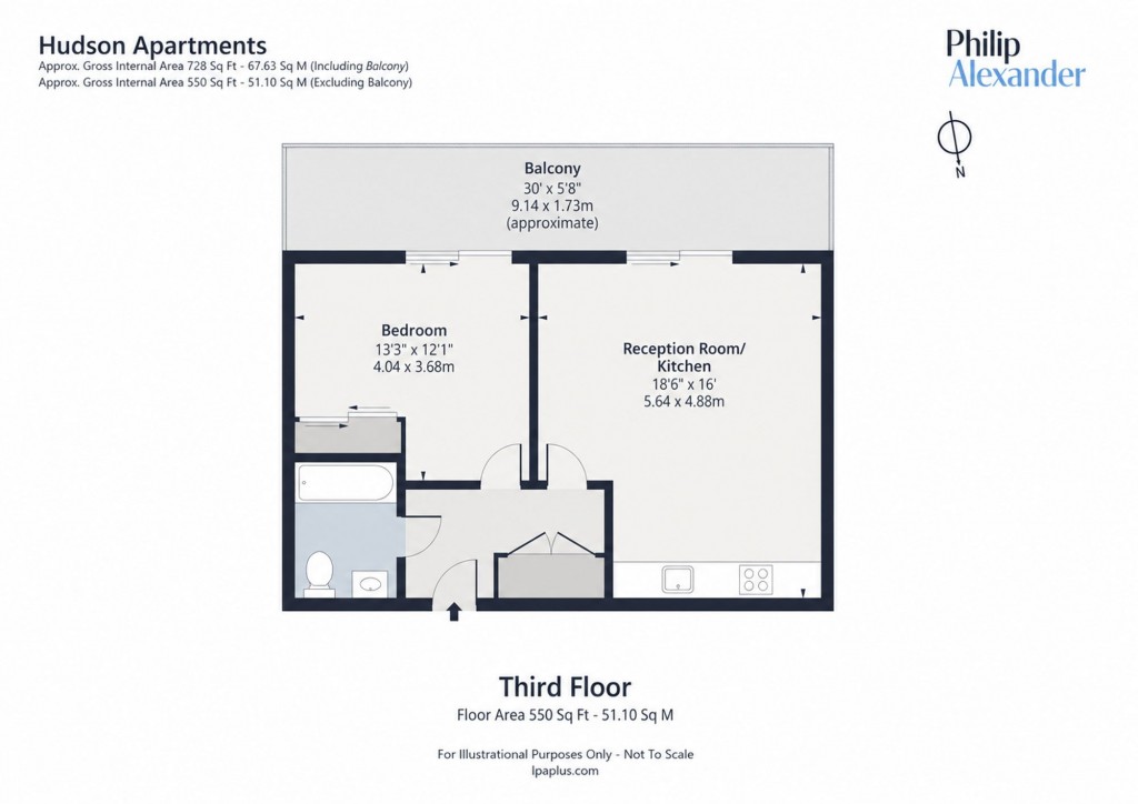 Floorplan for Hudson Apartments, New River Village, Hornsey, N8