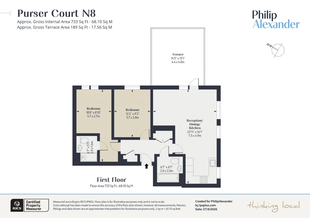 Floorplan for Purser Court, Smithfield Square, Hornsey, N8