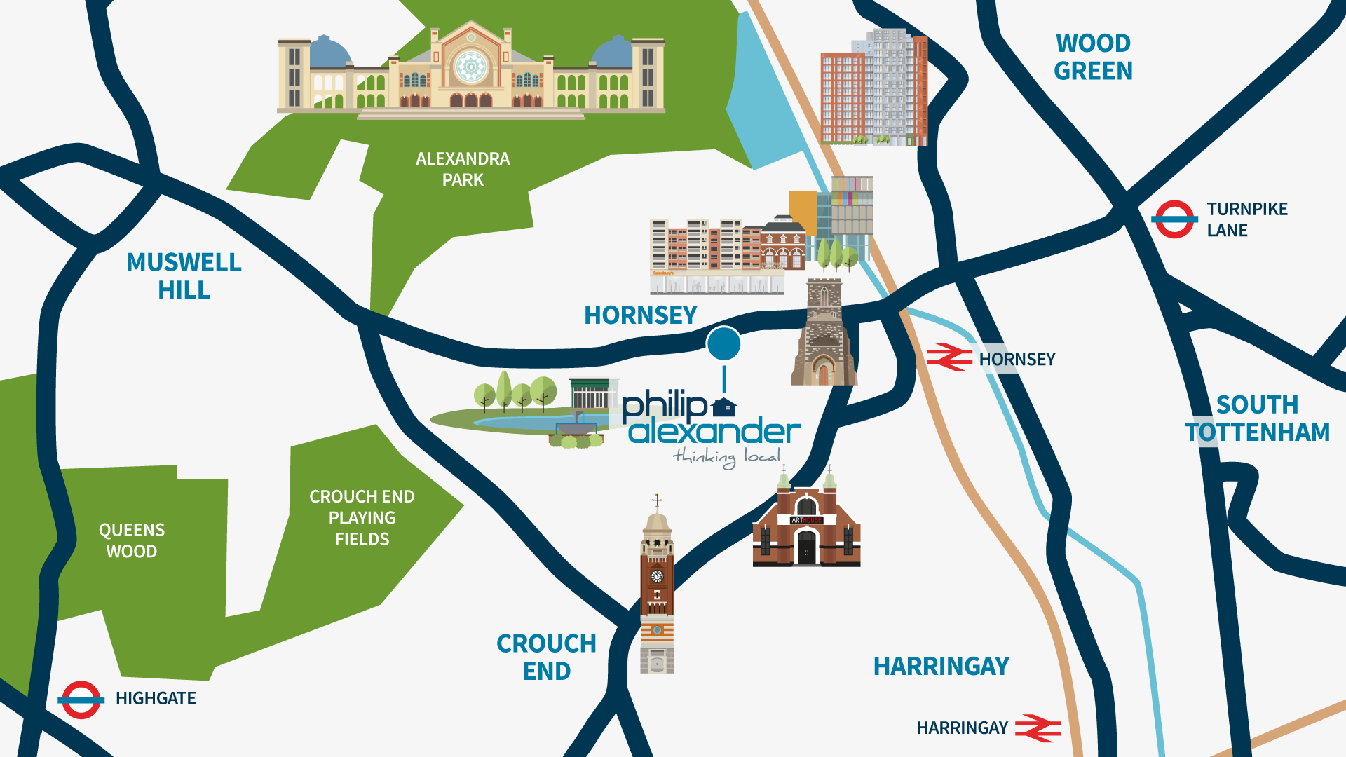 Hornsey High Street office location map