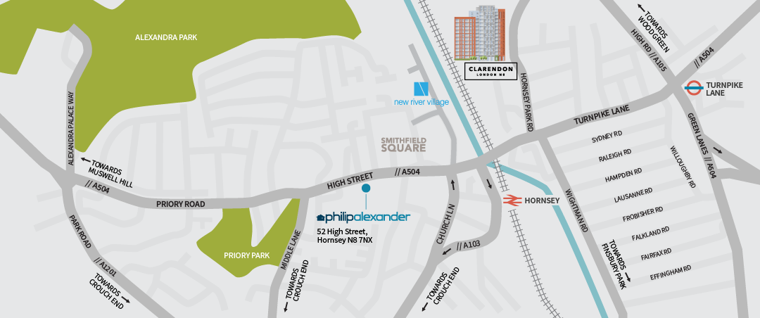 Clarendon N8 Location Map