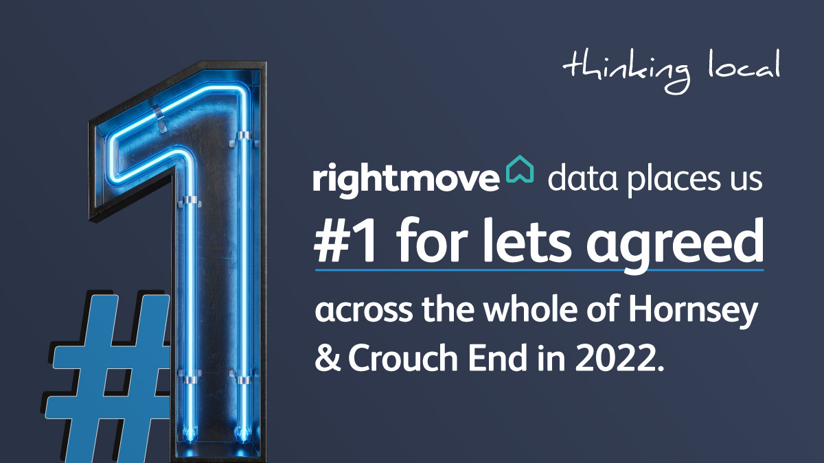 Rightmove data places us #1 for lets agreed across the whole of Hornsey & Crouch End in 2022